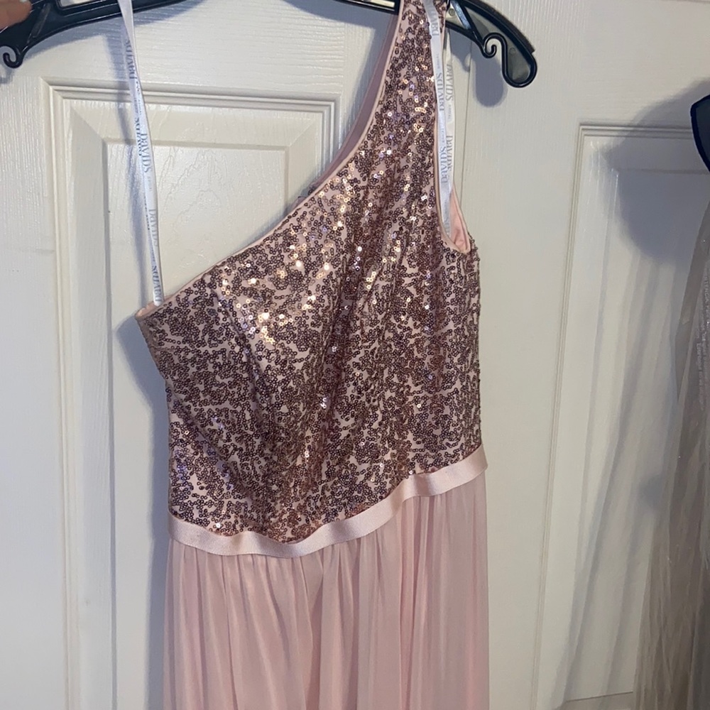One Shoulder David’s Bridal Bridesmaid Dress